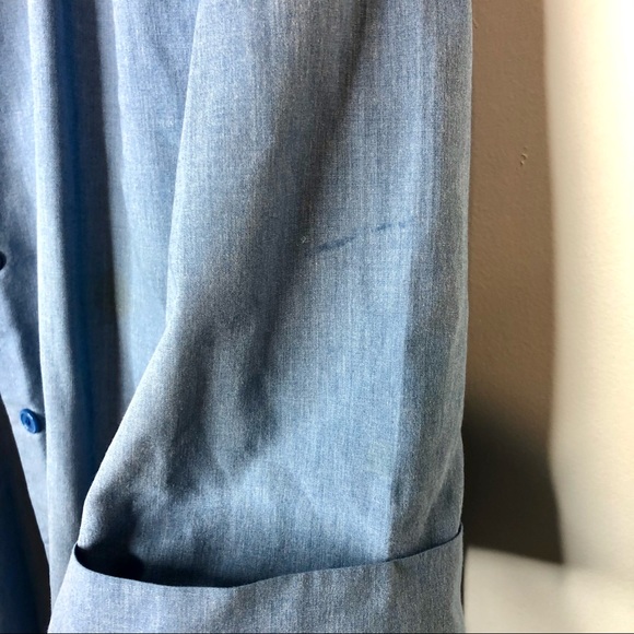 VINTAGE 80s Grandma Costume Blue Bingo Chambray Button-down Shirt Size Large - Picture 7 of 11